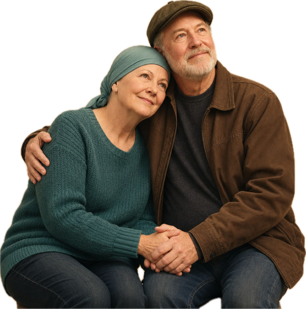 A cancer survivor and her caregiver